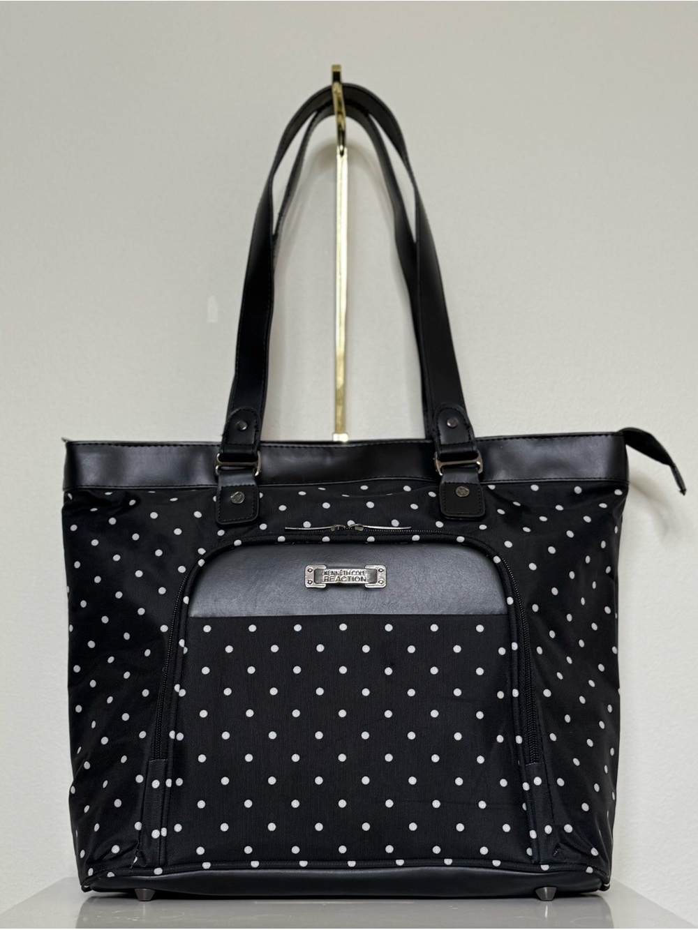 Kenneth Cole Reaction Black with White Polka Dots Laptop Tote